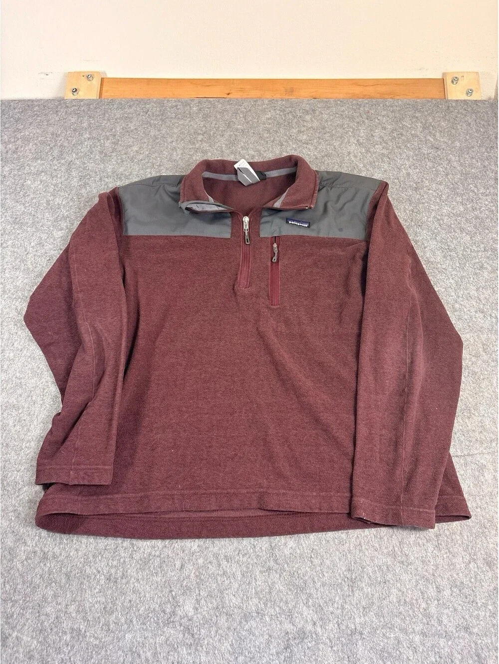 Patagonia Finmark 1/4-Zip Wool Blend Sweater Mens XL Burgundy